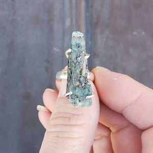 New Rough Green Kyanite 925 Silver Ring.